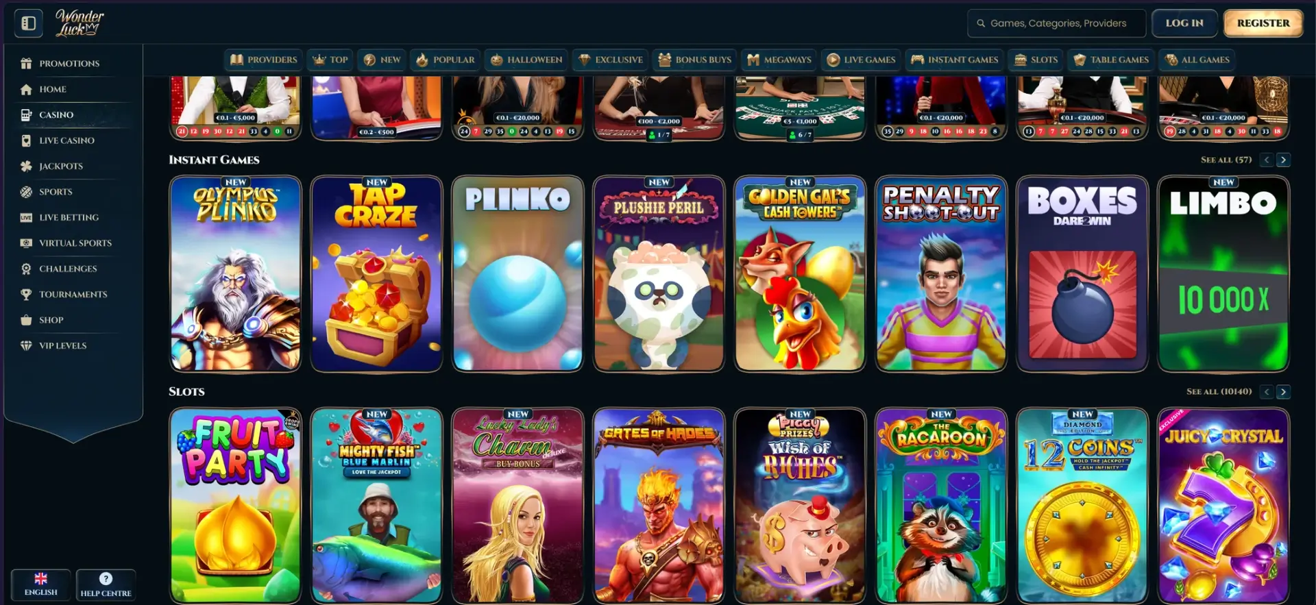 Wonderluck Casino Games