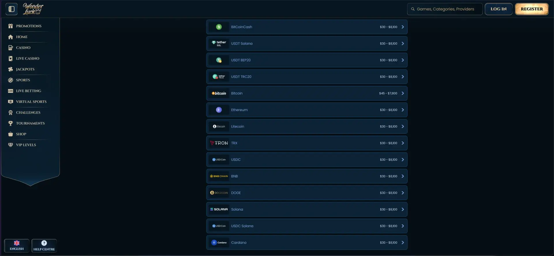 Wonderluck Payment Methods Deposit More